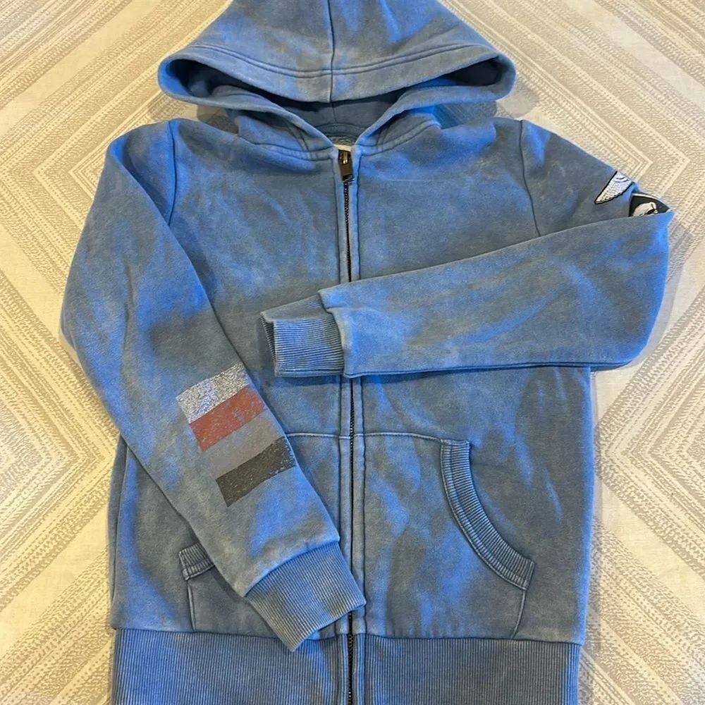 Butter Boys Light Blue Zip-up Hooded ‘Aspen’ Sweatshirt - Size 7